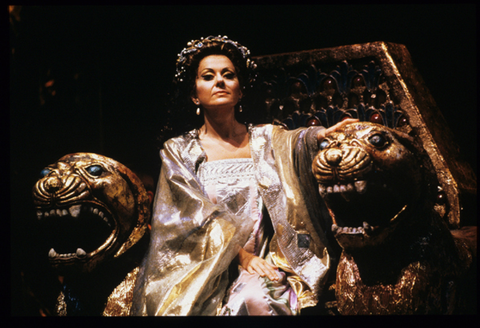 Mara Zampieri (Abigaille), Nabucco, Giuseppe Verdi. San Francisco Opera, 1987-88. Photographer: Ron Scherl/San Francisco Opera.