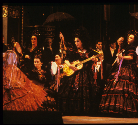 Ensemble, La Traviata, Giuseppe Verdi. San Francisco Opera, 1987-88. Photographer: Ron Scherl/San Francisco Opera.