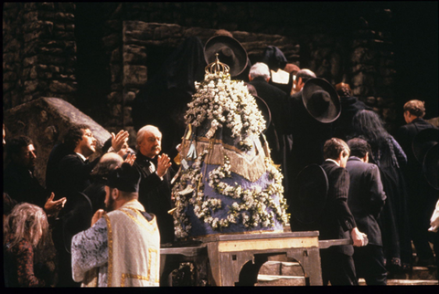 Ensemble, Cavalleria Rusticana, Pietro Mascagni. San Francisco Opera, 1985-86. Photographer: Ron Scherl/San Francisco Opera.