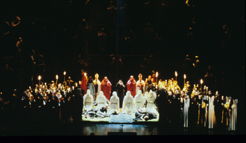 Ensemble, Don Carlos, Giuseppe Verdi. San Francisco Opera, 1986-87. Photographer: Ron Scherl/San Francisco Opera.