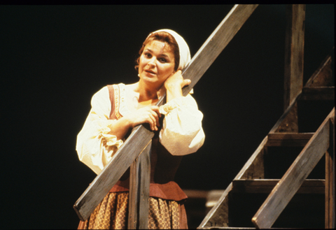 Gabriela Benacková (Jenůfa), Jenůfa, Leoš Janáček. San Francisco Opera, 1986-87. Photographer: Robert Cahen/San Francisco Opera.