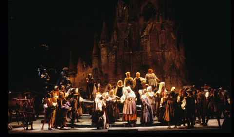 Chorus, Faust, Charles Gounod. San Francisco Opera, 1986-87. Photographer: Ron Scherl/San Francisco Opera.