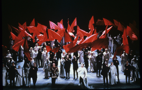 Ensemble, Macbeth, Giuseppe Verdi. San Francisco Opera, 1986-87. Photographer: Ron Scherl/San Francisco Opera.