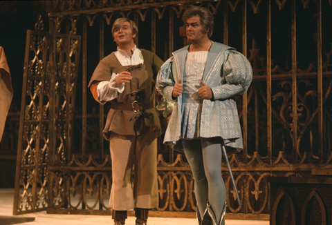 John Walker (David), James King (Walther von Stolzing), Die Meistersinger von Nürnberg, Richard Wagner. San Francisco Opera, 1971. Photographer: Ken Howard/San Francisco Opera.