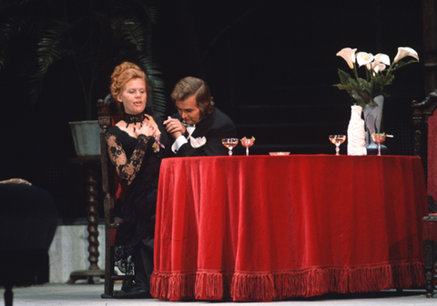 Anja Silja (Lulu), Josef Hopferwieser (Alwa), Lulu, Alban Berg. San Francisco Opera, 1971. Photographer: Ken Howard/San Francisco Opera.