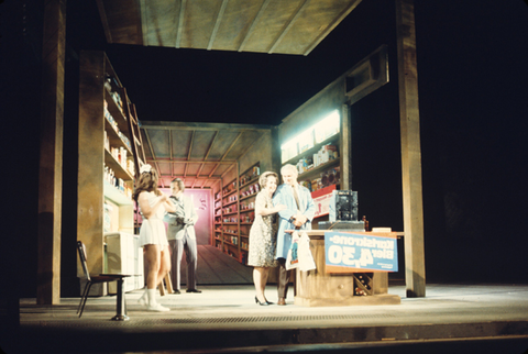 Act II, Ensemble, The Visit of the Old Lady, Gottfried von Einem. San Francisco Opera, 1972. Photographer: Ken Howard/San Francisco Opera.