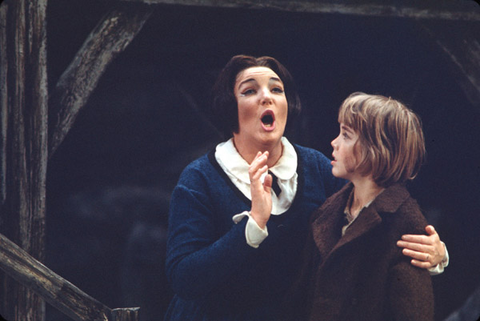 Ava June (Ellen Orford), Richard Morrison (Boy), Peter Grimes, Benjamin Britten. San Francisco Opera, 1973. Photographer: Ron Scherl/San Francisco Opera.