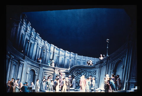 Leontyne Price (Manon Lescaut), Ensemble, Manon Lescaut, Giacomo Puccini. San Francisco Opera, 1974. Photographer: Ron Scherl/San Francisco Opera.