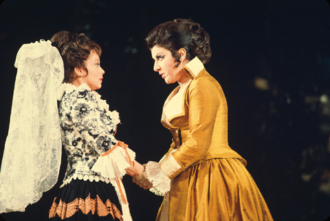 Carol Malone (Zerlina), Rachel Yakar (Donna Elvira), Don Giovanni, Wolfgang Amadeus Mozart. San Francisco Opera/SPOT, 1974. Photographer: Ron Scherl/San Francisco Opera.