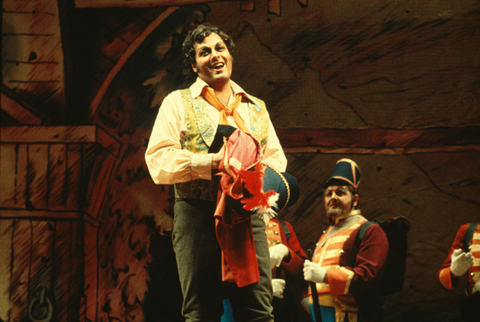 William Harness (Tonio), Ensemble, La Fille du Régiment, Gaetano Donizetti. San Francisco Opera, 1974. Photographer: Ron Scherl/San Francisco Opera.