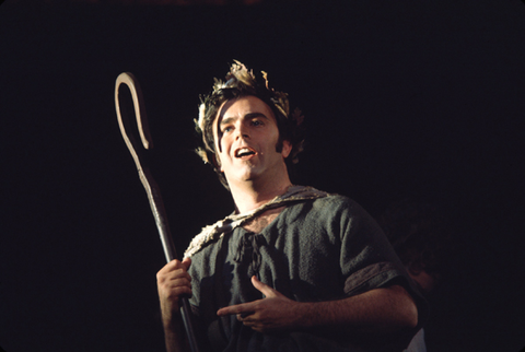 Stephen Janzen (Shepherd), Orfeo, Claudio Monteverdi. San Francisco Opera/SPOT, 1972. Photographer: Unknown/San Francisco Opera.