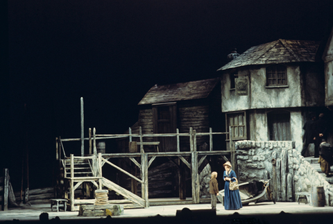 Steven Cohen (Boy), Heather Harper (Ellen Orford), Peter Grimes, Benjamin Britten. San Francisco Opera, 1976-77. Photographer: Greg Peterson/San Francisco Opera.