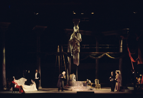 Act I, Ensemble, Vĕc Makropulos, Leoš Janáček. San Francisco Opera, 1976-77. Photographer: Greg Peterson/San Francisco Opera.