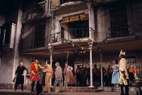 Ensemble, Il Barbiere di Siviglia, Gioachino Rossini. San Francisco Opera, 1976-77. Photographer: Greg Peterson/San Francisco Opera.