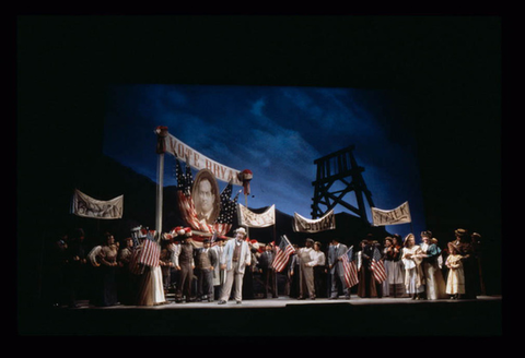 John Fanning (William Jennings Bryan), Ensemble, The Ballad of Baby Doe, Douglas Moore. San Francisco Opera, 2000-01. Photographer: Ken Friedman/San Francisco Opera.