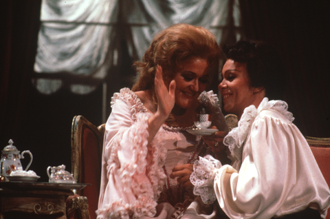 Leonie Rysanek (Marschallin), Hanna Schwarz (Octavian), Der Rosenkavalier, Richard Strauss. San Francisco Opera, 1978. Photographer: Ron Scherl/San Francisco Opera.