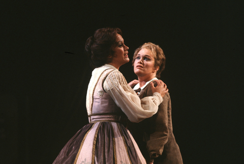 Kiri Te Kanawa (Arabella), Barbara Daniels (Zdenka), Arabella, Richard Strauss. San Francisco Opera, 1980-81. Photographer: Ron Scherl/San Francisco Opera.