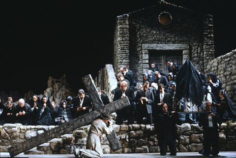 Ensemble, Cavalleria Rusticana, Pietro Mascagni. San Francisco Opera, 1980-81. Photographer: Ron Scherl/San Francisco Opera.