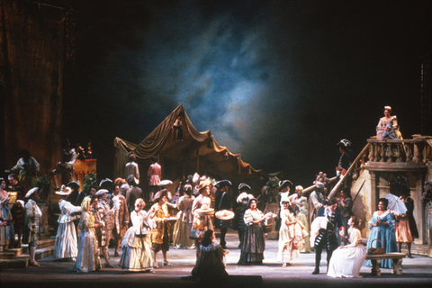 Act II, Ensemble, Manon, Jules Massenet. San Francisco Opera, 1981-82. Photographer: Ron Scherl/San Francisco Opera.