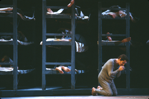 Geraint Evans (Wozzeck), Supernumeraries, Wozzeck, Alban Berg. San Francisco Opera, 1981-82. Photographer: Ron Scherl/San Francisco Opera.