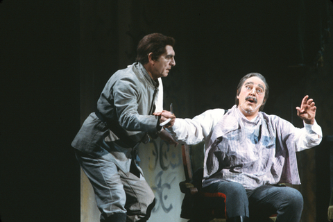 Geraint Evans (Wozzeck), Richard Lewis (Captain), Wozzeck, Alban Berg. San Francisco Opera, 1981-82. Photographer: Ron Scherl/San Francisco Opera.