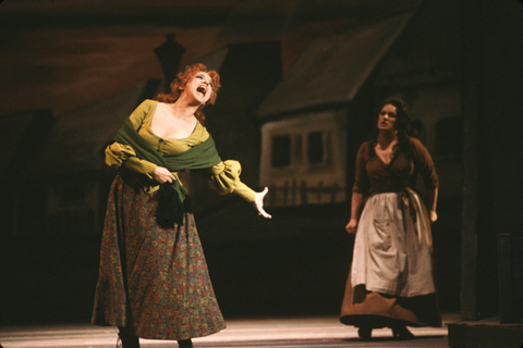 Nelda Nelson (Margret), Janis Martin (Marie), Wozzeck, Alban Berg. San Francisco Opera, 1981-82. Photographer: Ron Scherl/San Francisco Opera.