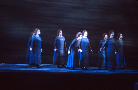 Ensemble (The Valkyries), Die Walküre, Richard Wagner. San Francisco Opera, 1981-82. Photographer: Ron Scherl/San Francisco Opera.