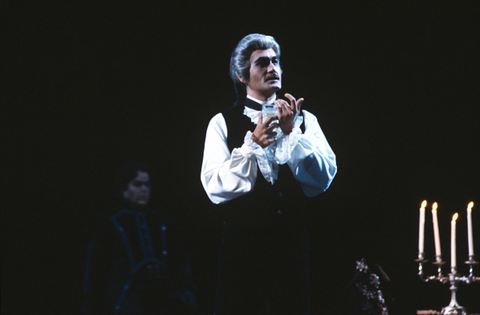 Justino Díaz (Scarpia), Tosca, Giacomo Puccini. San Francisco Opera, 1982-83. Photographer: Ron Scherl/San Francisco Opera.