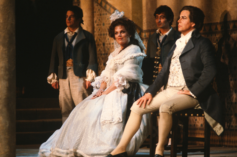 Helena Döse (Countess Almaviva), Tom Krause (Count Almaviva), Le Nozze di Figaro, Wolfgang Amadeus Mozart. San Francisco Opera, 1982-83. Photographer: Ron Scherl/San Francisco Opera.