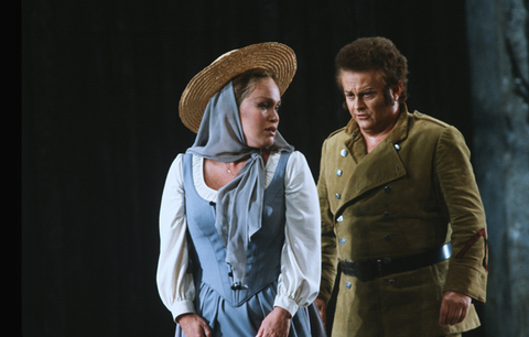 Barbara Daniels (Micaëla), William Johns (Don José), Carmen, Georges Bizet. San Francisco Opera, 1982-83. Photographer: Ron Scherl/San Francisco Opera.