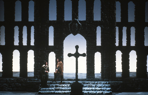 Ryland Davies (Cassio), Silvano Carroli (Iago), Otello, Giuseppe Verdi. San Francisco Opera, 1983-84. Photographer: Ron Scherl/San Francisco Opera.