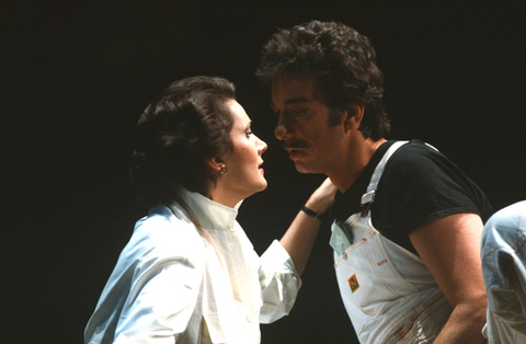 Sheri Greenawald (Bella), Ryland Davies (Jack), The Midsummer Marriage, Sir Michael Tippett. San Francisco Opera, 1983-84. Photographer: Ron Scherl/San Francisco Opera.