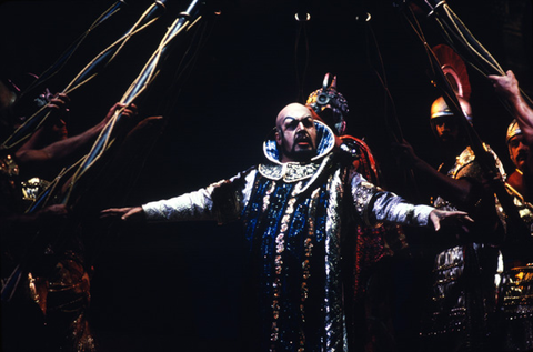 Louis Quilico (High Priest of Dagon), Supernumeraries, Samson et Dalila, Camille Saint-Saëns. San Francisco Opera, 1983-84. Photographer: Ron Scherl/San Francisco Opera.