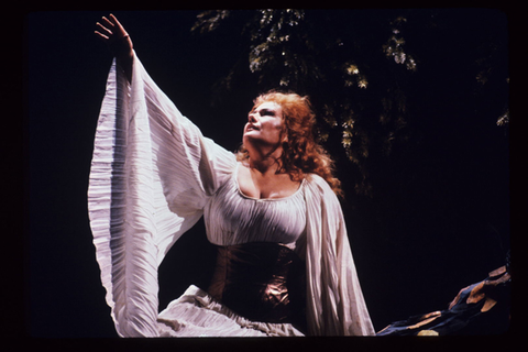 Eva Marton (Brünnhilde), Siegfried, Richard Wagner. San Francisco Opera, 1983-84. Photographer: Ron Scherl/San Francisco Opera.