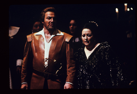 Nunzio Todisco (Ernani), Montserrat Caballé (Donna Elvira), Ernani, Giuseppe Verdi. San Francisco Opera, 1984-85. Photographer: Ron Scherl/San Francisco Opera.