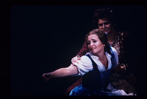 Frederica von Stade (Amina), Laura Brooks Rice (Teresa), La Sonnambula, Vincenzo Bellini. San Francisco Opera, 1984-85. Photographer: Ron Scherl/San Francisco Opera.