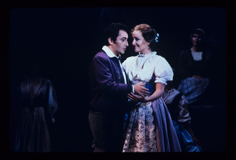 Frederica von Stade (Amina), Dennis O'Neill (Elvino), La Sonnambula, Vincenzo Bellini. San Francisco Opera, 1984-85. Photographer: Ron Scherl/San Francisco Opera.