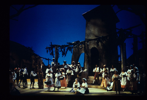 Chorus, L'Elisir d'Amore, Gaetano Donizetti. San Francisco Opera, 1984-85. Photographer: Ron Scherl/San Francisco Opera.