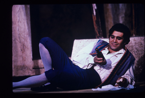 Luis Lima (Nemorino), L'Elisir d'Amore, Gaetano Donizetti. San Francisco Opera, 1984-85. Photographer: Ron Scherl/San Francisco Opera.