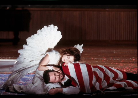 Anna Christy (Angel More), Jeffrey Wells (Daniel Webster), The Mother of Us All, Virgil Thomson. San Francisco Opera, 2003-04. Photographer: Ken Friedman/San Francisco Opera.