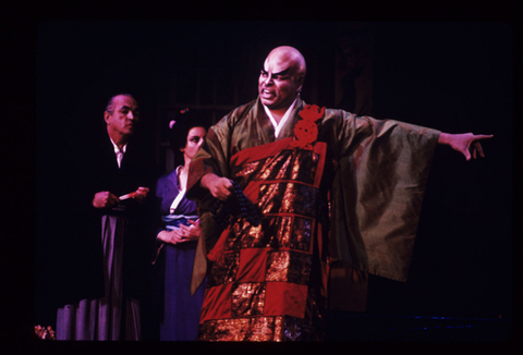 Donnie Ray Albert (The Bonze), Chorus, Madama Butterfly, Giacomo Puccini. San Francisco Opera, 1984-85. Photographer: Ron Scherl/San Francisco Opera.