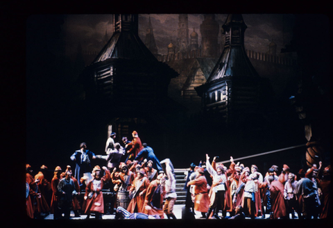 Ensemble, Khovanshchina, Modest Petrovich Mussorgsky. San Francisco Opera, 1984-85. Photographer: Ron Scherl/San Francisco Opera.