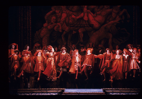 Chorus, Rigoletto, Giuseppe Verdi. San Francisco Opera, 1984-85. Photographer: Ron Scherl/San Francisco Opera.