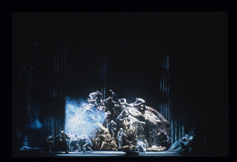 Walter Berry (Alberich), Supernumeraries, Das Rheingold, Richard Wagner. San Francisco Opera, 1984-85. Photographer: Ron Scherl/San Francisco Opera.