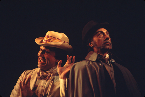 Ronald Hedlund (The Traveler), Ken Remo (Gustav von Aschenbach), Death in Venice, Benjamin Britten. San Francisco Opera/SPOT, 1975. Photographer: Ron Sherl/San Francisco Opera.