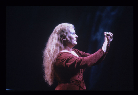 Eva Marton (Brünnhilde), Götterdämmerung, Richard Wagner. San Francisco Opera, 1984-85. Photographer: Ron Scherl/San Francisco Opera.