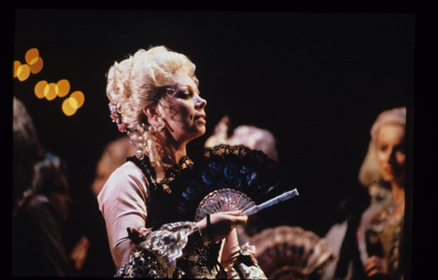 Mirella Freni (Adriana Lecouvreur), Adriana Lecouvreur, Francesco Cilea. San Francisco Opera, 1985-86. Photographer: Ron Scherl/San Francisco Opera.