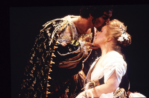 Jeffrey Gall (Medoro), Ruth Ann Swenson (Dorinda), Orlando, George Frideric Handel. San Francisco Opera, 1985-86. Photographer: Ron Scherl/San Francisco Opera.