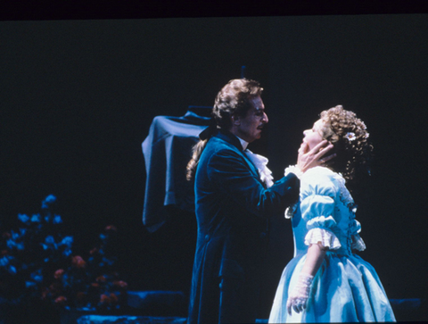 Alfredo Kraus (Werther), Renata Scotto (Charlotte), Werther, Jules Massenet. San Francisco Opera, 1985-86. Photographer: Ron Scherl/San Francisco Opera.