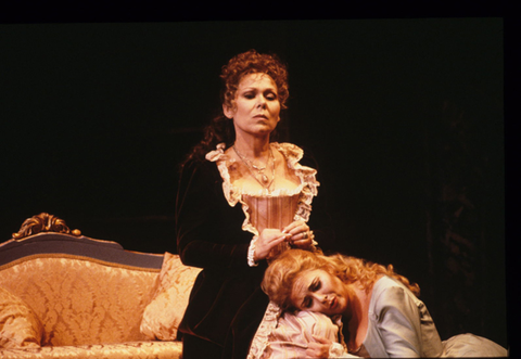 Renata Scotto (Charlotte), Cheryl Parrish (Sophie), Werther, Jules Massenet. San Francisco Opera, 1985-86. Photographer: Ron Scherl/San Francisco Opera.